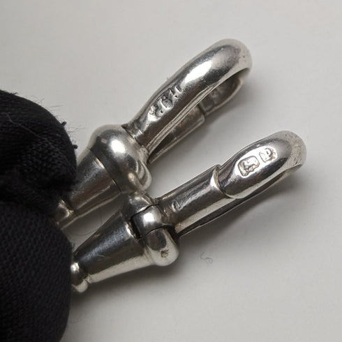 1914年頃 英国アンティーク 純銀製ダブルアルバートチェーン 56g 純銀シールフォブ