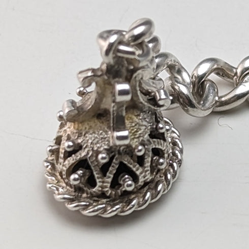 1902年頃 英国アンティーク 純銀製アルバートチェーン 39g ブラックオニキスシールフォブ