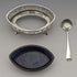 1906 British Antique Pure Silver & Bluegrass Salt Dish & Spoon Josiah Williams