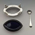 1906 British Antique Pure Silver & Bluegrass Salt Dish & Spoon Josiah Williams