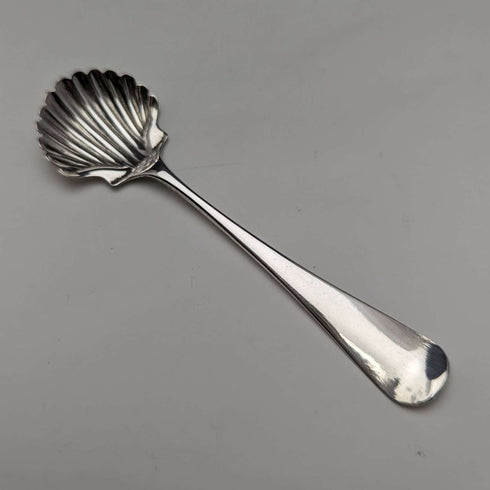 1906 British Antique Pure Silver & Bluegrass Salt Dish & Spoon Josiah Williams