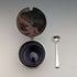 1910 British Antique Pure Silver & Bluegrass Mustard Pot & Spoon Vander & Hedges