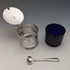 1910 British Antique Pure Silver & Bluegrass Mustard Pot & Spoon Vander & Hedges
