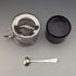 1910 British Antique Pure Silver & Bluegrass Mustard Pot & Spoon Vander & Hedges