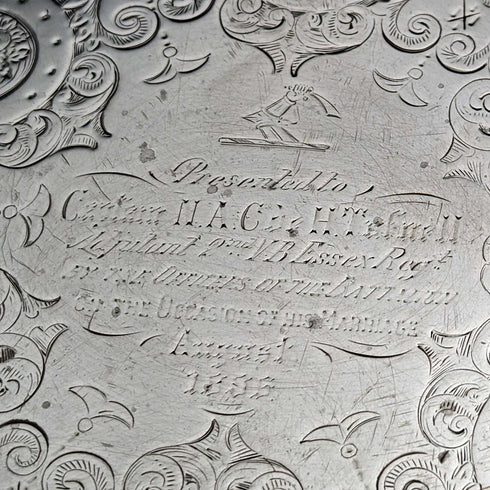 1895 British Antique Sterling Silver Salva Diameter 22cm 363g CHARLES BOYTON