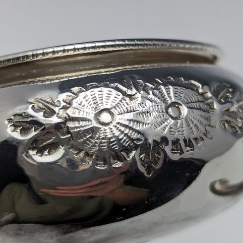 1900年頃 英国アンティーク シルバープレート ソルトディッシュ&スプーン ペア ケース入り