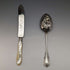 British Antique White Pearl Shell, Silver Plated Cleansing Serving Cutlery in Case