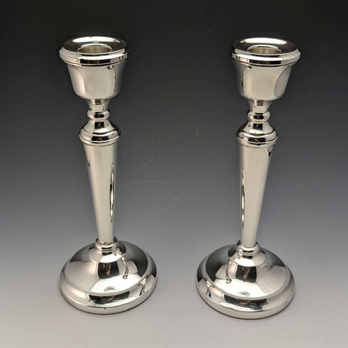 1984 British Vintage Sterling Silver Candle Stand Candelabra Pair Mappin & Webb