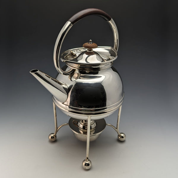 1930 年英國復古銀盤水壺和燃燒器支架套裝 George Wish