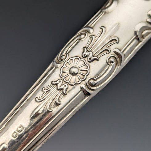 1973年 英国ヴィンテージ 純銀製ハンドル ステーキカトラリー6ペアセット 箱入り Harrison Brothers