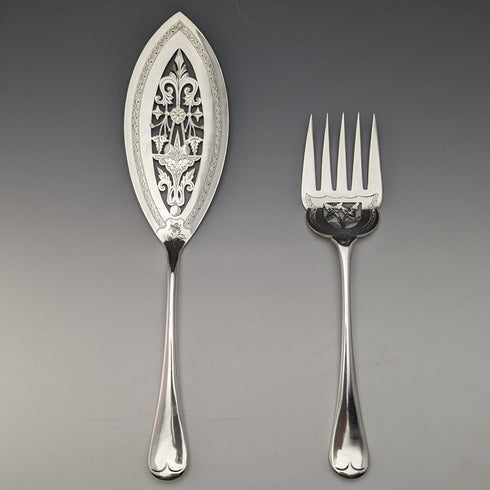 19世紀後半 英国アンティーク シルバープレート製 フィッシュサーバーセット LEE & WIGFULL 木箱入り