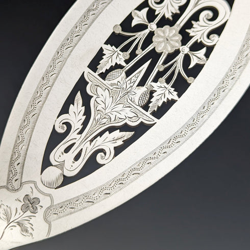 19世紀後半 英国アンティーク シルバープレート製 フィッシュサーバーセット LEE & WIGFULL 木箱入り