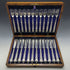 Around 1890 British antique silver plated cutlery 12 pair set in wooden box William Gallimore