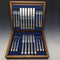 Around 1878 British antique silver plated cutlery set of 11 knives and 12 forks in a wooden box William Gallimore