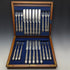 Around 1878 British antique silver plated cutlery set of 11 knives and 12 forks in a wooden box William Gallimore