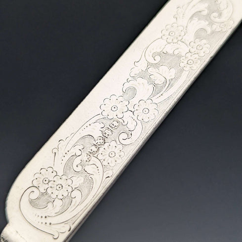 Around 1878 British antique silver plated cutlery set of 11 knives and 12 forks in a wooden box William Gallimore