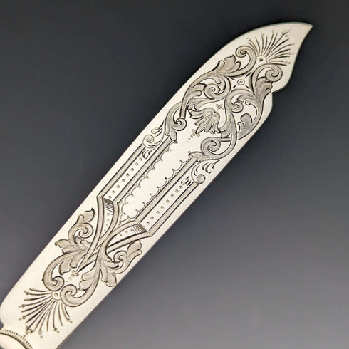 1890 年左右英國古董白色珍珠貝柄餐具 6 對套裝木盒 Joseph Elliot