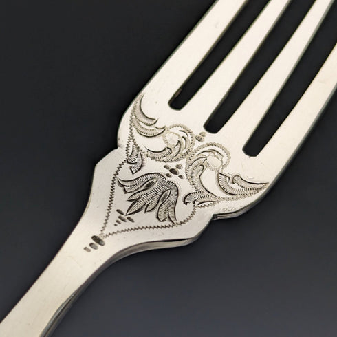 1890 年左右英國古董白色珍珠貝柄餐具 6 對套裝木盒 Joseph Elliot