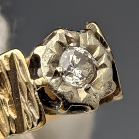 1972年英國復古珠寶鑽石K9金戒指(11號)訂婚戒指