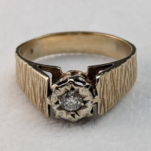 1972年英國復古珠寶鑽石K9金戒指(11號)訂婚戒指