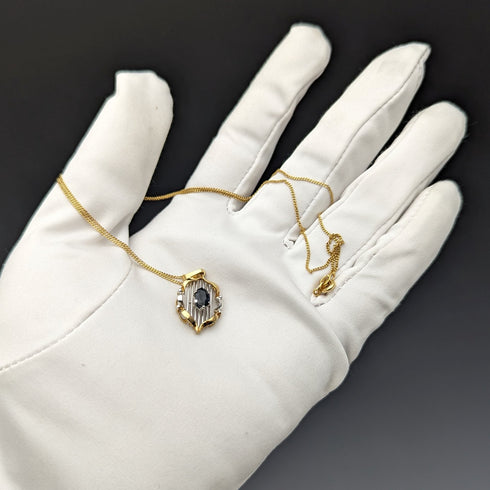 1965 年英國復古珠寶 K9 金和藍寶石吊墜項鍊