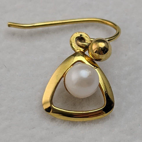 英国ヴィンテージジュエリー K9ゴールド&パール ピアス