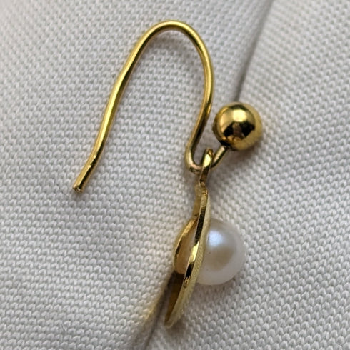 英国ヴィンテージジュエリー K9ゴールド&パール ピアス