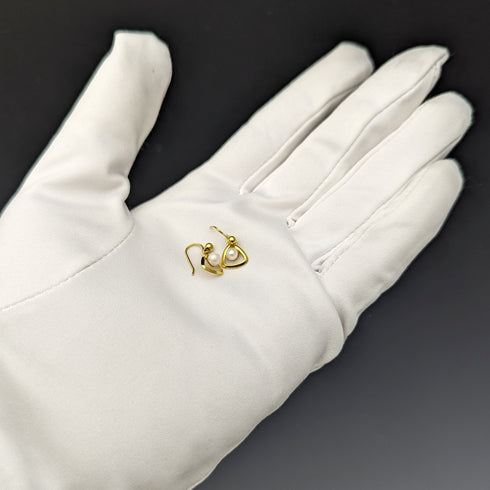 英国ヴィンテージジュエリー K9ゴールド&パール ピアス