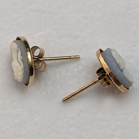 英国ヴィンテージジュエリー K9ゴールド&カメオ ペンダント ネックレス ピアスセット