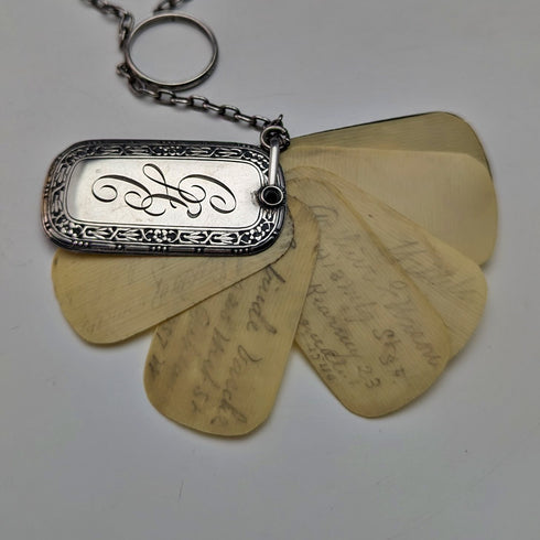 19世紀後半 米国アンティーク 純銀製シャトレーン ボトル、メモ、ペンシル