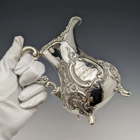 1860 British Antique Sterling Silver Cream Jug 266g Robert Harper