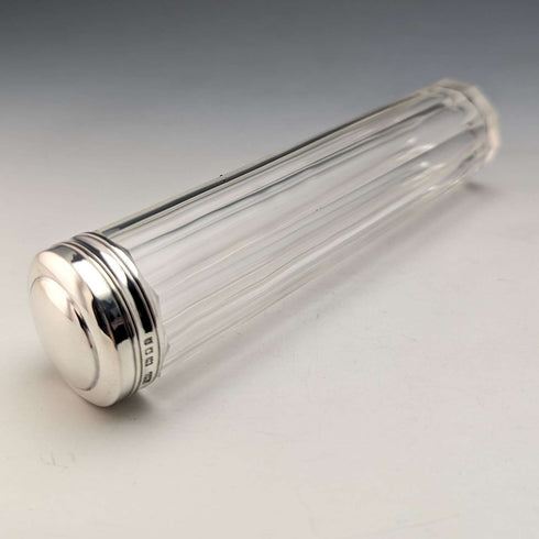 Around 1924 British Vintage Sterling Silver Lid Glass Bottle Set of 4