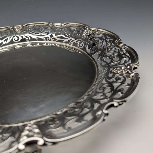 1905 British Antique Sterling Silver Earrings Salva Diameter 26cm 484g William Mammatt