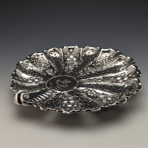 1895年 英国アンティーク 純銀製 シェル型脚付きディッシュ 238g James Dixon