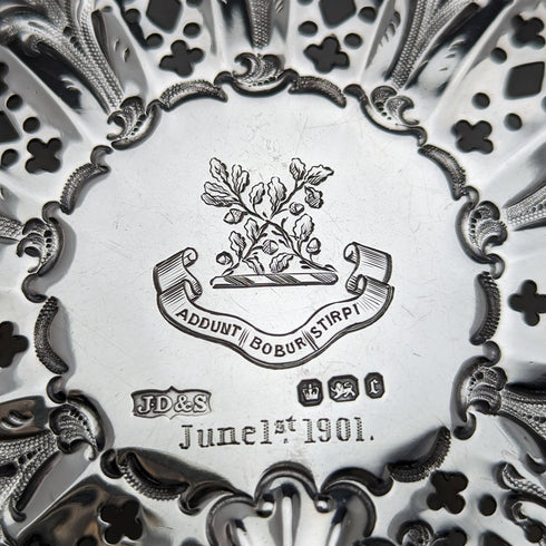 1895年 英国アンティーク 純銀製 シェル型脚付きディッシュ 238g James Dixon