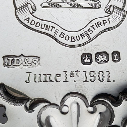 1895年 英国アンティーク 純銀製 シェル型脚付きディッシュ 238g James Dixon