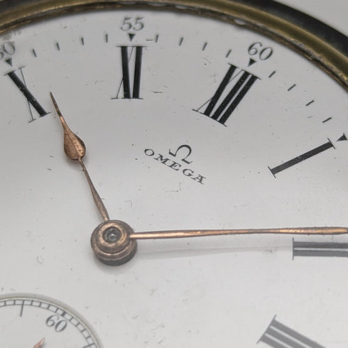 大約 1923 年古董歐米茄懷錶炮銅獵人錶殼效果很好