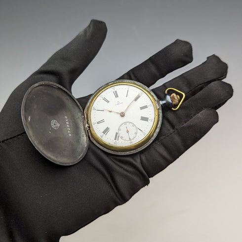 大約 1923 年古董歐米茄懷錶炮銅獵人錶殼效果很好