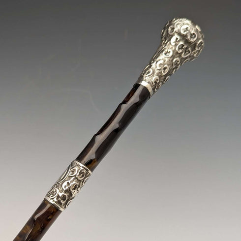 1905年 英国アンティーク 紳士用アンブレラ 純銀&べっ甲風樹脂ハンドル 86cm S.FOX&Co.