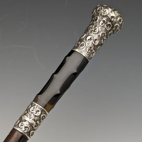 1905 年英國古董男士雨傘純銀和玳瑁樹脂手柄 86 厘米 S.FOX&Co.