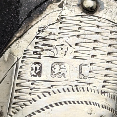 1930 年英國復古男士手杖,黑桿,純銀裝飾弧形手柄,92 厘米