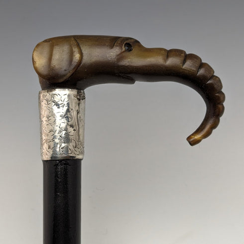 1896 年英國古董男士手杖角大象手柄 86 厘米