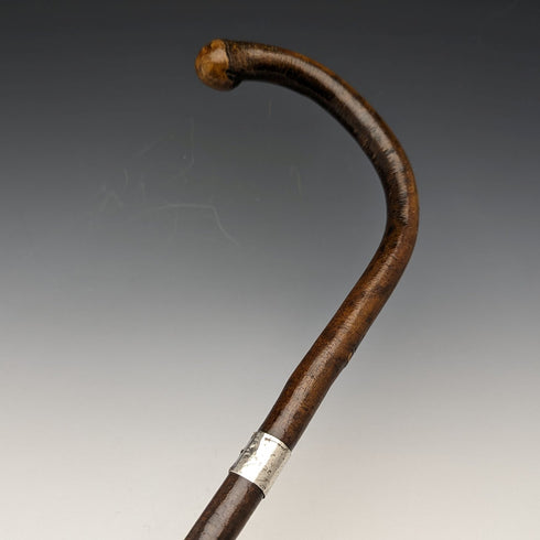 1919 年英國古董男士手杖純銀裝飾彎柄 88 厘米