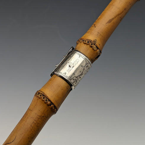 1897 年英國古董男士竹藤純銀裝飾 85 厘米