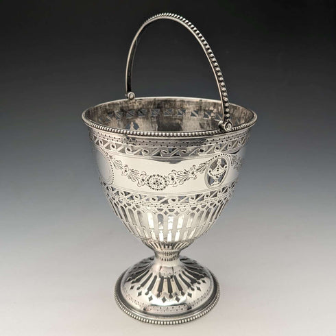 1782 British Antique Georgian Sterling Silver Sugar Basket 190g Robert Hennel