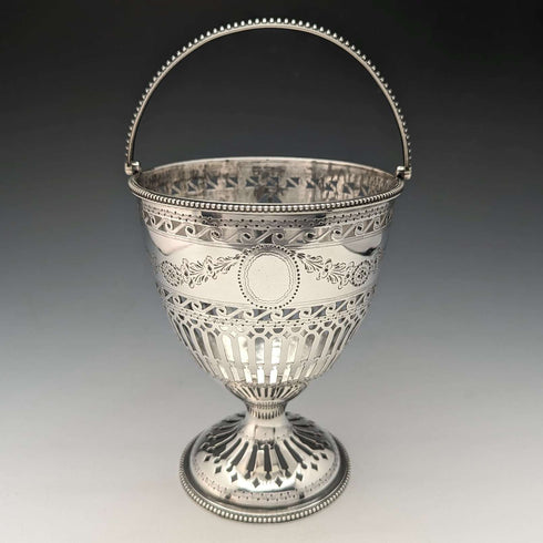 1782 British Antique Georgian Sterling Silver Sugar Basket 190g Robert Hennel