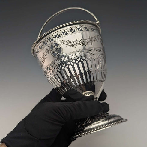 1782 British Antique Georgian Sterling Silver Sugar Basket 190g Robert Hennel