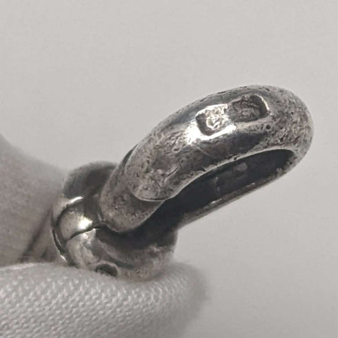 Circa 1890 British Antique Sterling Silver Albert Chain 25g Sterling Silver Compass Fob