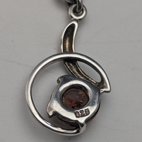 約 1910 年英國古董純銀雙阿爾伯特鏈 37 克純銀和琥珀吊墜