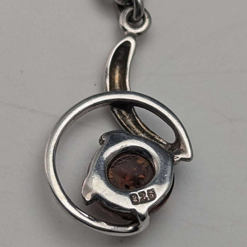Circa 1910 British Antique Sterling Silver Double Albert Chain 37g Sterling Silver & Amber Fob